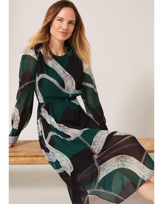 Phase Eight Green Saoirse Swirls Chiffon Dress