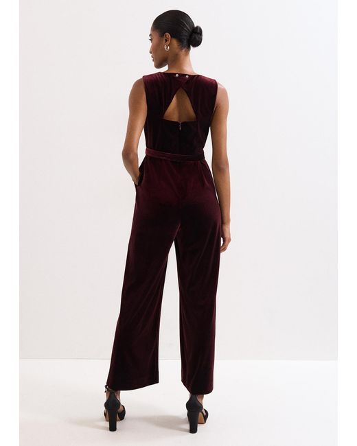 Phase Eight Red Martha Velvet Jumpsuit