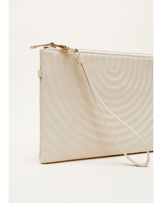 Phase Eight Natural 's Cream Leather Clutch Bag