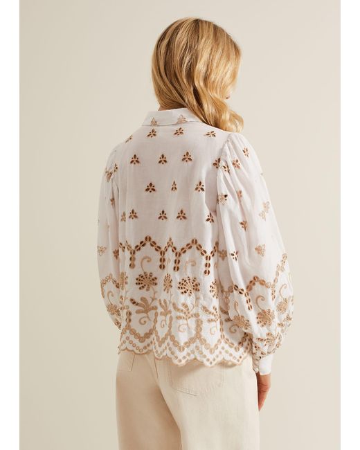 Phase Eight Natural Amaya Broderie Shirt