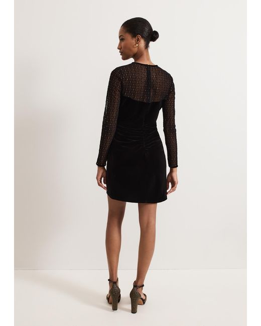 Phase Eight Black Ambrose Velvet Lattice Mini Dress