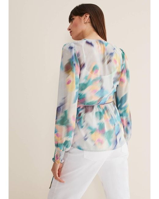 Phase Eight Gray Sonya Printed Wrap Blouse