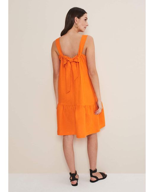 Phase Eight Orange Mandy Linen Swing Dress