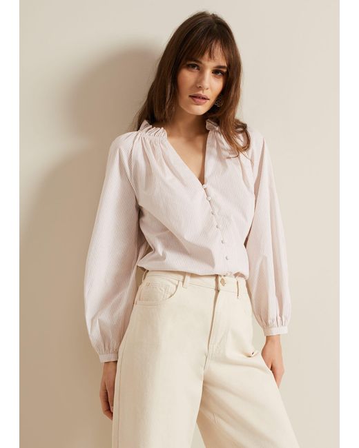 Phase Eight Natural 's Seraphina Stripe Frill Shirt
