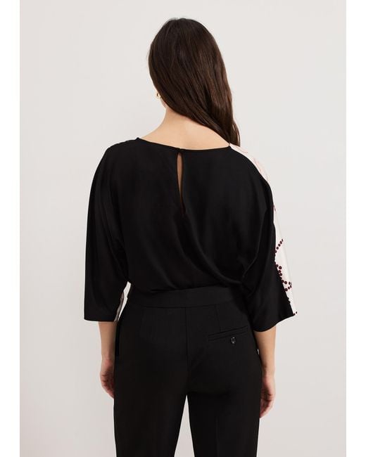 Phase Eight Black Antonia Placement Print Top