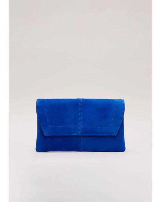 Phase Eight Blue 's Square Suede Clutch Bag