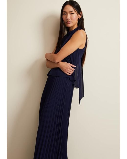 Phase Eight Blue 's Eden Navy Pleated Jumpsuit