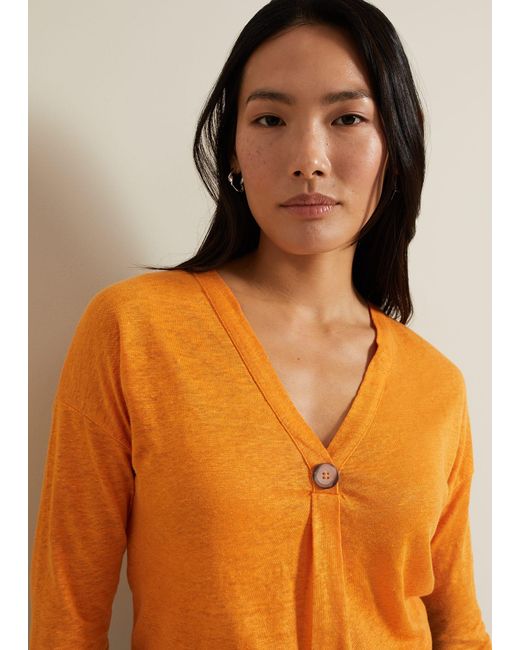 Phase Eight Orange Leah Linen Top