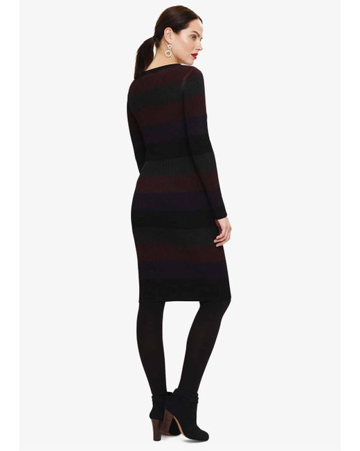 Phase Eight Black Sigrid Stripe Rib Knitted Dress
