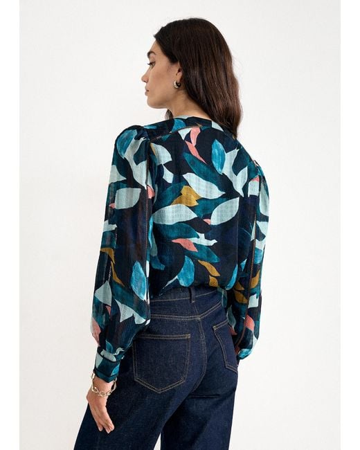 Phase Eight Blue Lyla Abstract Petal Print Blouse