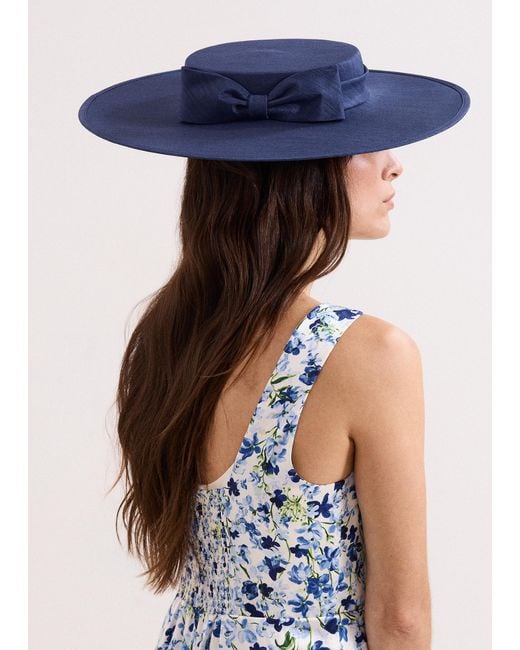 Phase Eight Blue Shantung Bow Boater