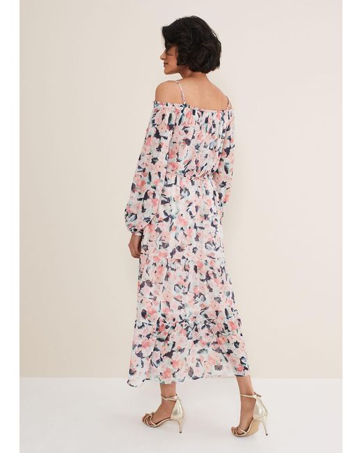 Phase Eight Natural Vicky Off Shoulder Printed Dress