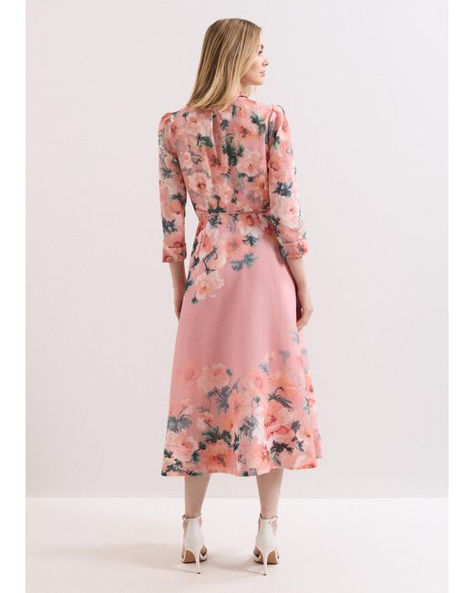 Phase Eight Pink Anabella Floral Shirt Midi Dress