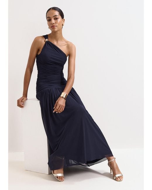 Phase Eight Blue Melina One Shoulder Maxi Dress