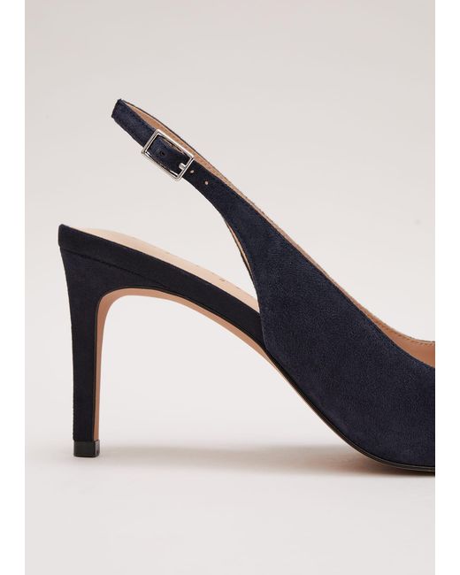 Phase Eight White Suede Pointed Bow Slingback