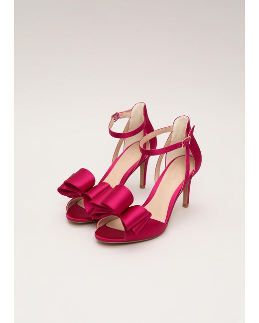 Phase Eight Pink Satin Bow Trim Sandals