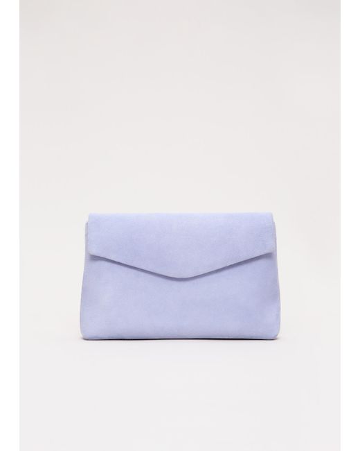Phase Eight White Suede Clutch Bag