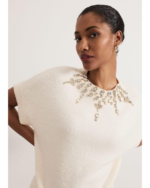 Phase Eight Natural Allie Tabard Jewelled Top