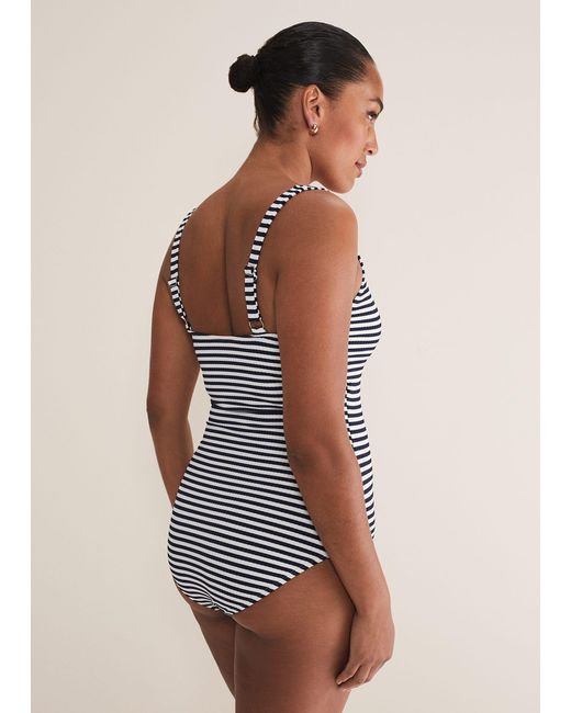Phase Eight Blue Striped Ribbed Swimsuit