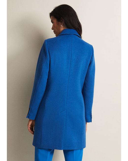 Phase Eight Blue Lydia Wool Smart Coat