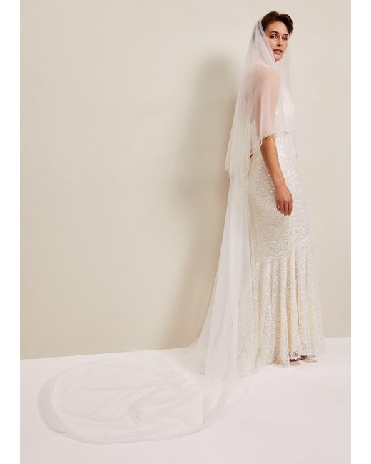 Phase Eight Natural Long Double Tier Veil