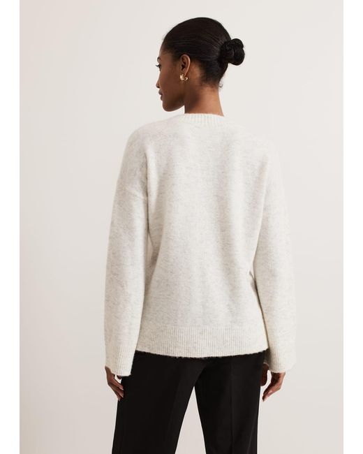 Phase Eight Natural Olivia V Neck Alpaca Jumper