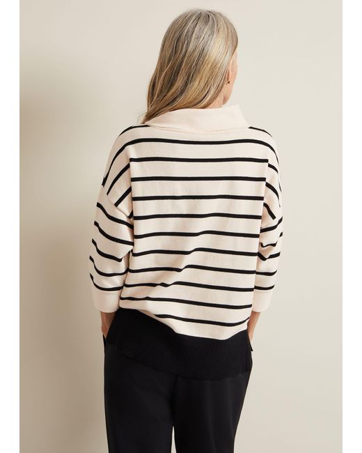 Phase Eight Natural Salima Stripe Funnel Neck Jumper