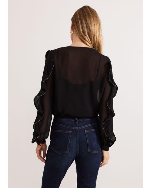 Phase Eight Black Cordelia Ruffle Blouse