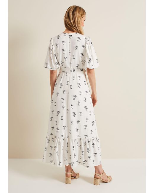 Phase Eight Natural Nelly Linen Wrap Midi Dress