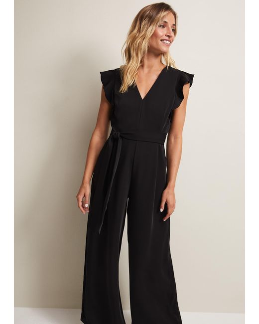 Phase Eight Natural 's Kallie Ruffled Wide Leg Jumpsuit