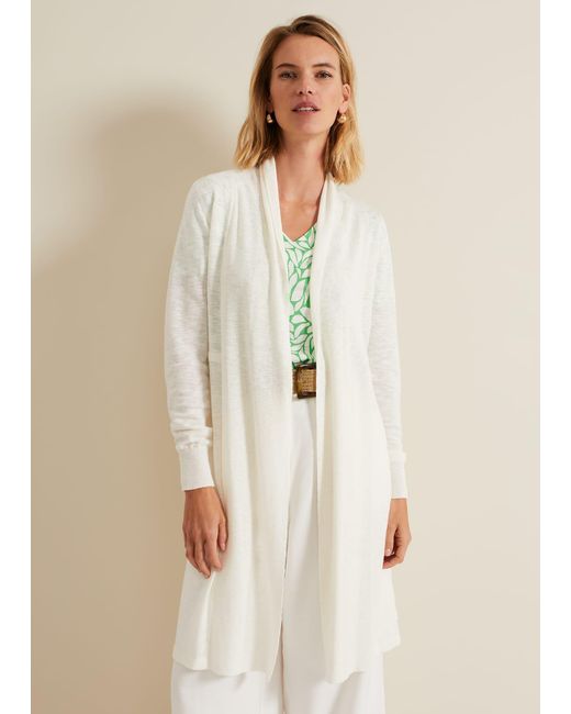 Phase Eight Natural 's Louise Linen Longline Cardigan