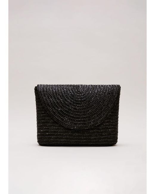 Phase Eight Black 's Oversized Straw Clutch Bag