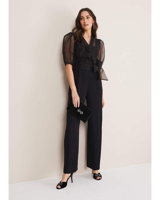 Phase Eight Natural Brontie Puff Sleeve Wide Leg Jumpsuit