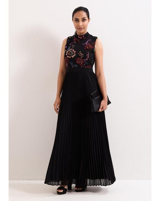 Phase Eight Black Petite Lela Sequin Maxi Dress