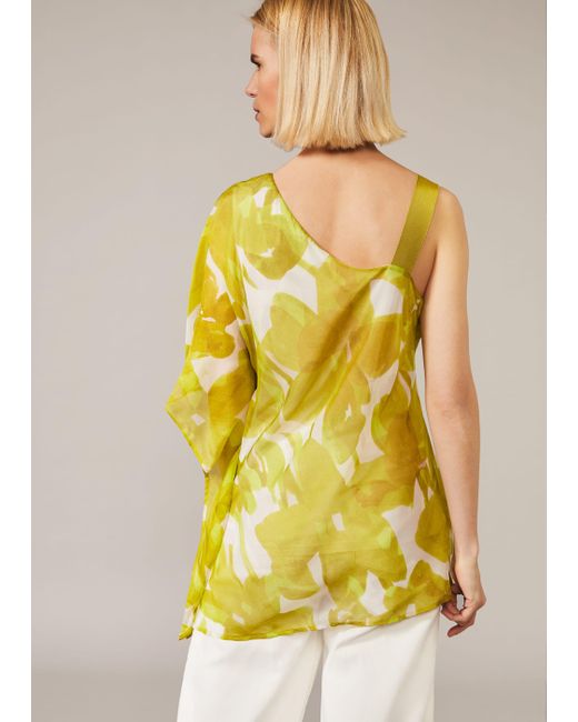 Phase Eight Yellow Coline Asymmetric Floral Print Blouse