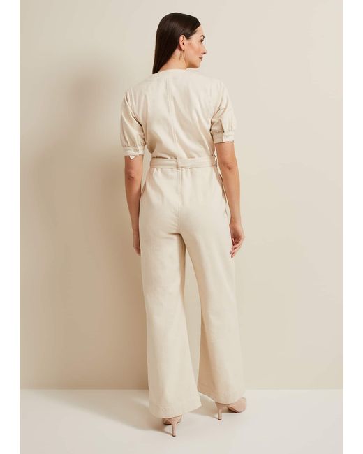 Phase Eight Natural Florisa Denim Jumpsuit
