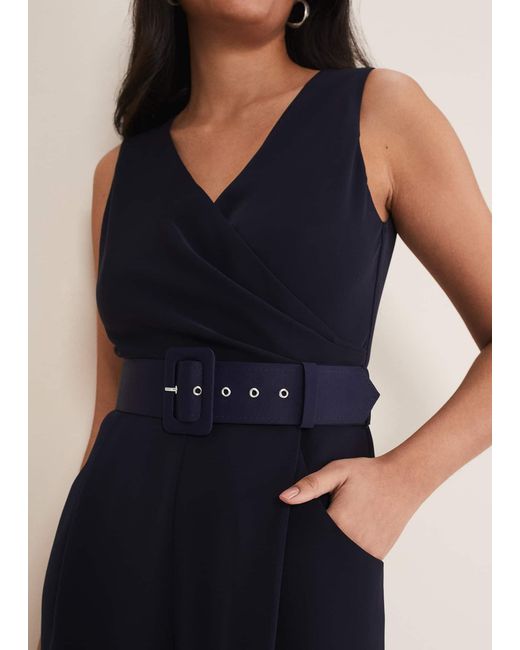 Phase Eight Blue 's Petite Lissia Navy Wide Leg Jumpsuit