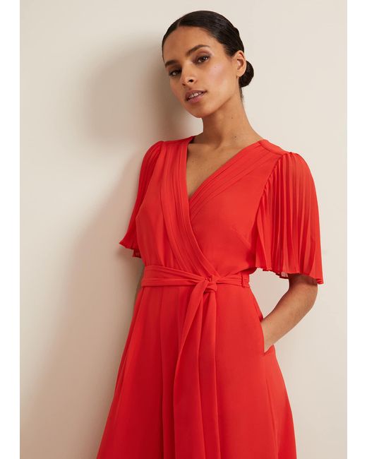 Phase Eight Red 's Petite Kendall Pleat Jumpsuit