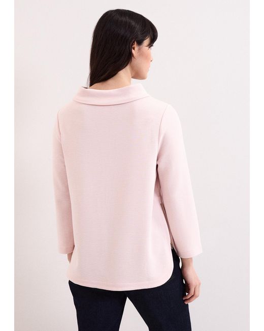 Phase Eight Pink Solene Textured Long Sleeve Top