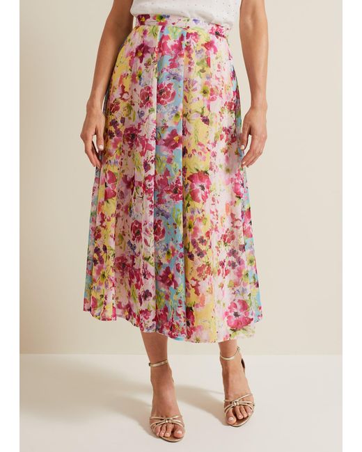 Phase Eight Pink 's Vivianne Floral Skirt