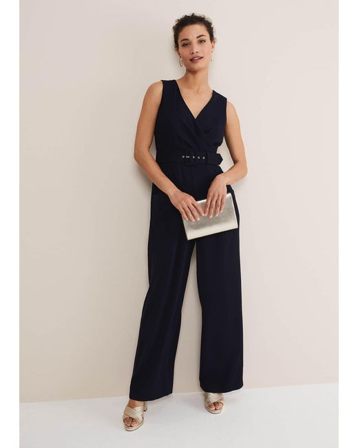 Phase Eight Blue 's Lissia Navy Wide Leg Jumpsuit