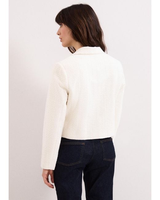 Phase Eight White Adria Boucle Cropped Jacket