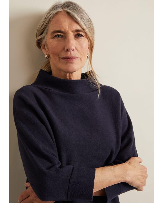 Phase Eight Blue Salima Funnel Neck Jumper