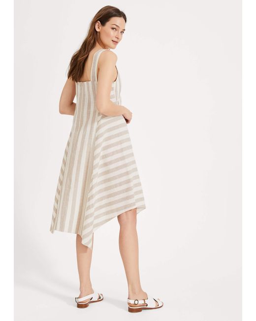 Phase Eight White Susie Linen Stripe Dress