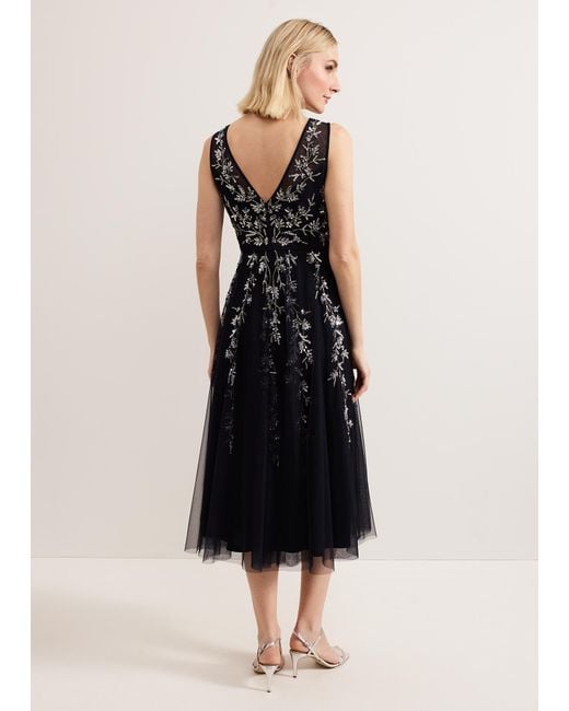 Phase Eight Black Marissa Beaded Midi Dress