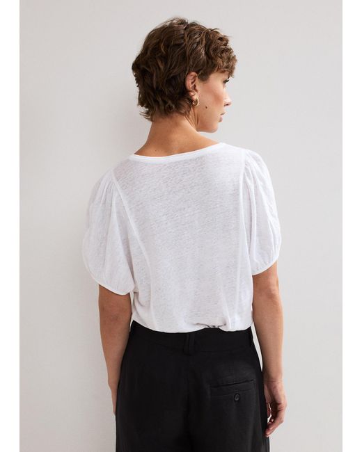 Phase Eight White Arabel Seam Detail Linen Top