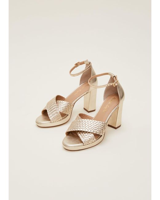 Phase Eight Natural Leather Open Toe Heels