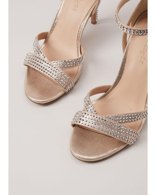 Phase Eight Natural 's Silver Sparkly Open Toe Heels