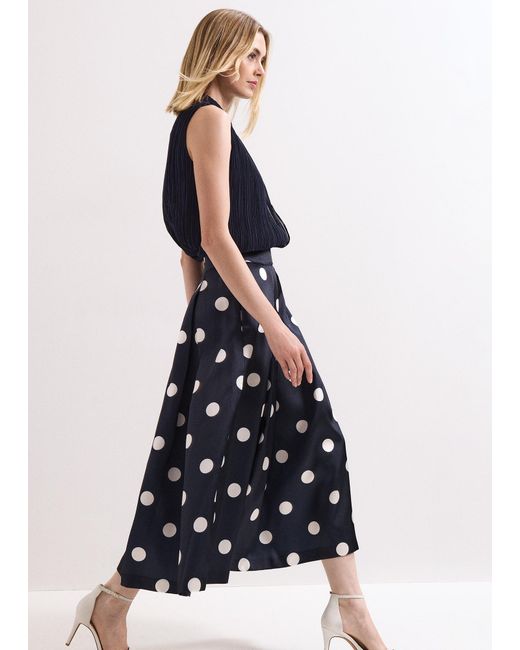 Phase Eight White Celeste Spot Print Midi Skirt