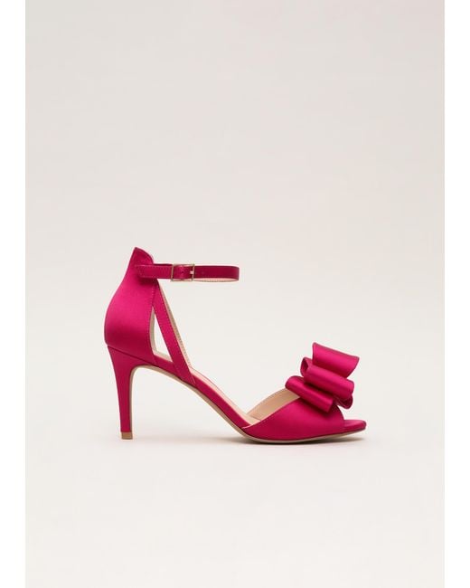 Phase Eight Pink Satin Bow Trim Sandals
